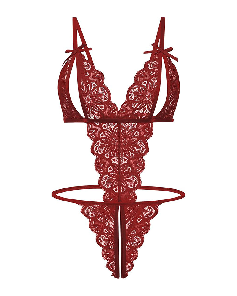 2 Pack Lingeries Deep V Lace Bodysuits