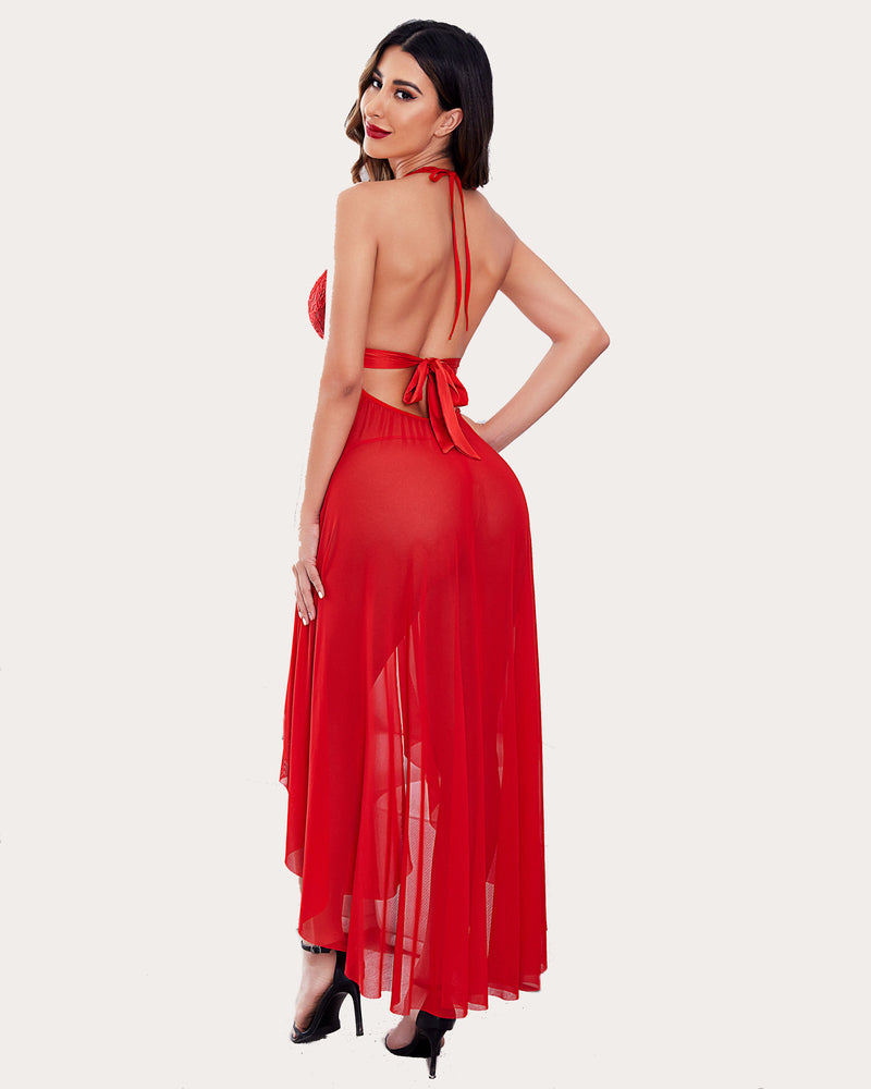Christmas Mosaic Lace Mesh Dress