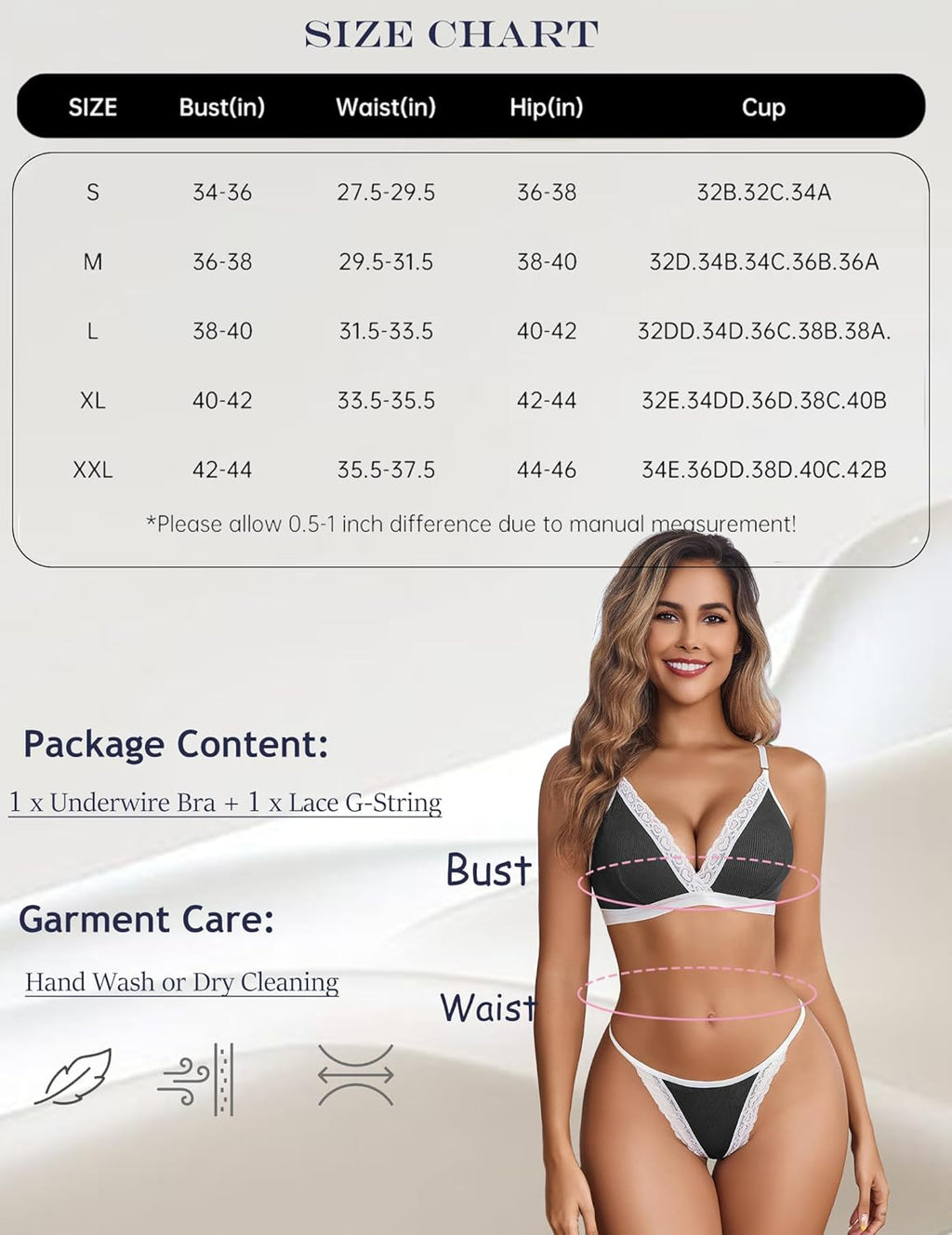 Ribbed Bra and Pany Set with Lace Trim