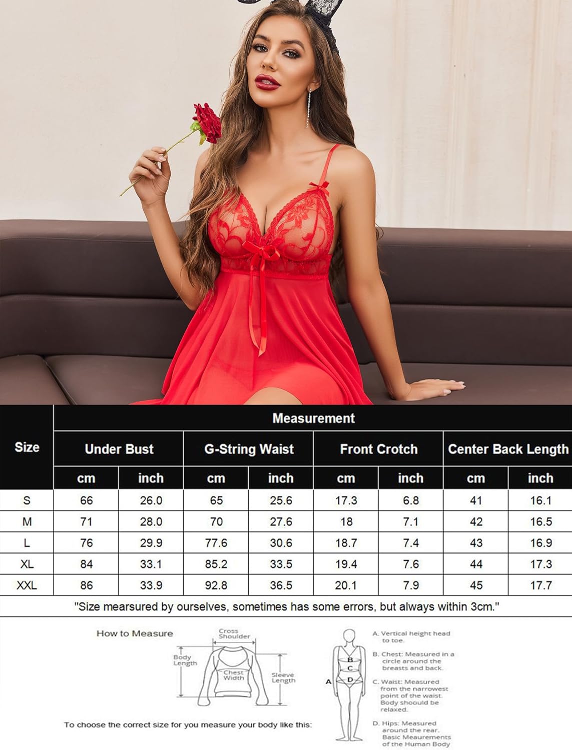 V Neck Lace Babydoll Boudoir Outfits