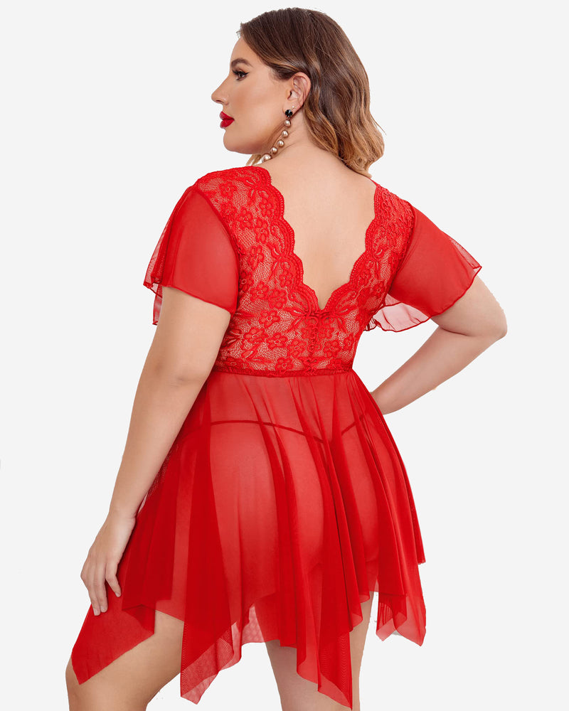 Plus Size Floral Lace Lingerie