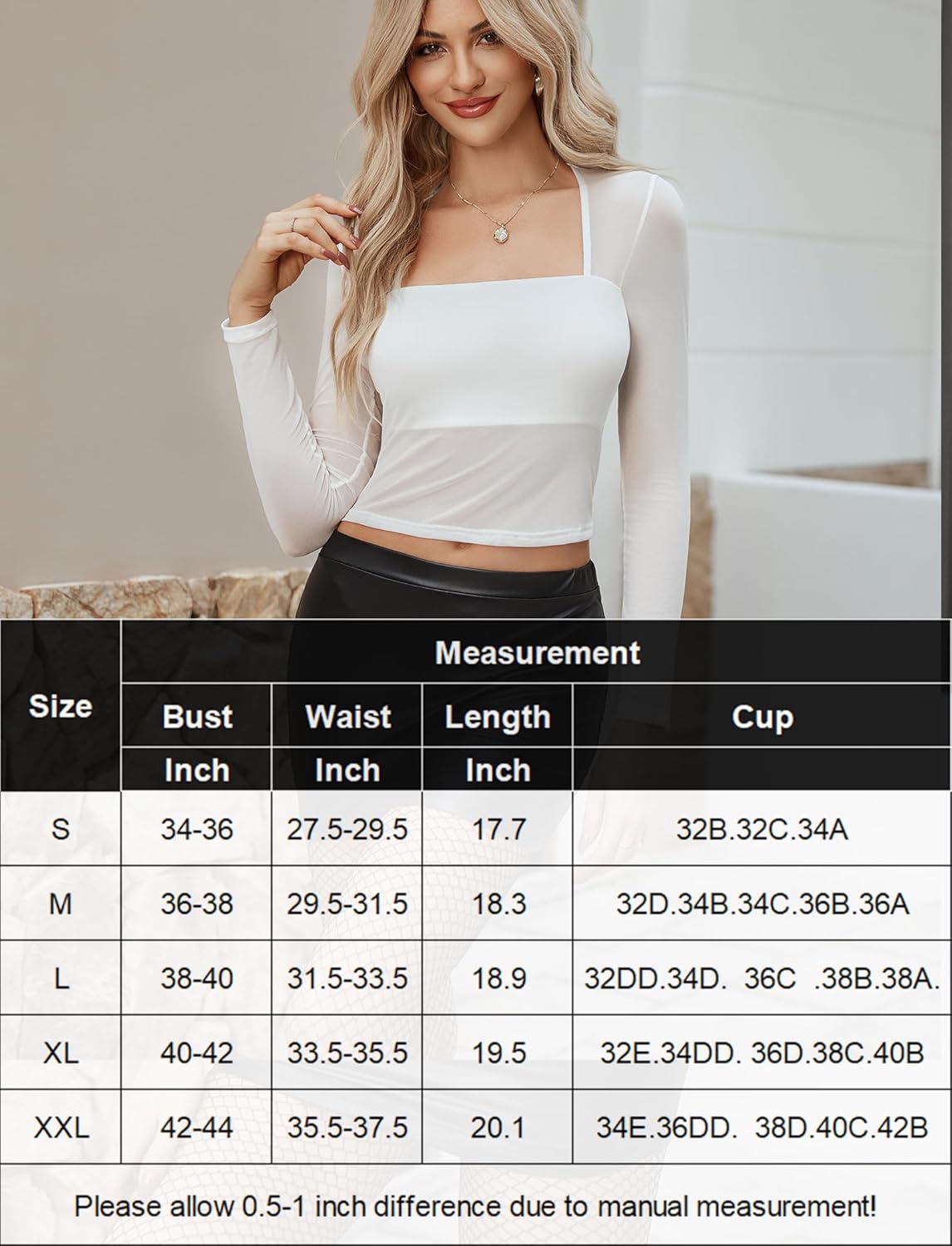 Square Neck Sheer Blouse with Lining