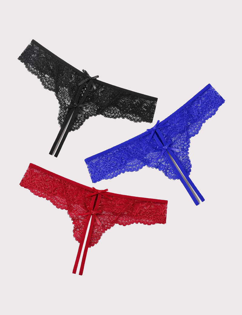 Lace Thongs Panties with Cute Bow