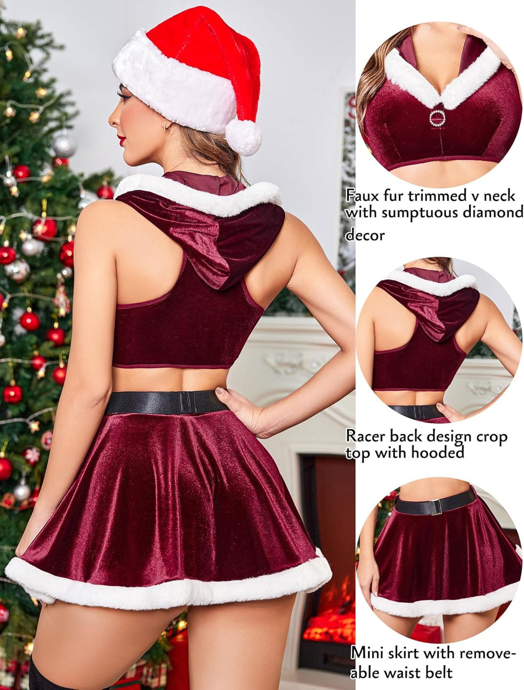 2 Piece Crop Top Mini Skirt Set With Hooded