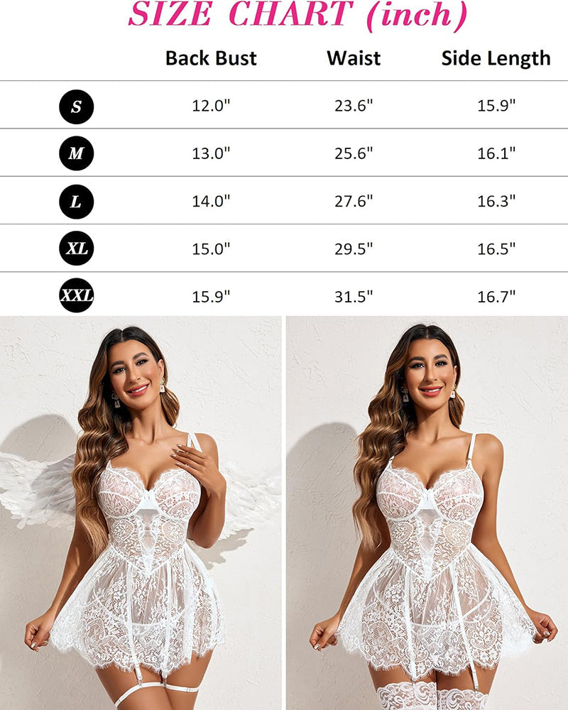 Eyelash Lace Dress with Garter Belt