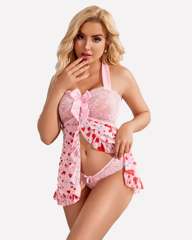 Open Front Halter Nighty