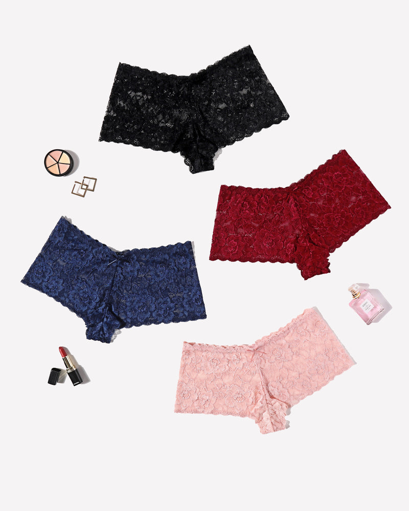4 Pcs Floral Lace Panties Mid-rise Panty