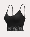 Lace V Neck Spaghetti Strap Ribbed Tank Top