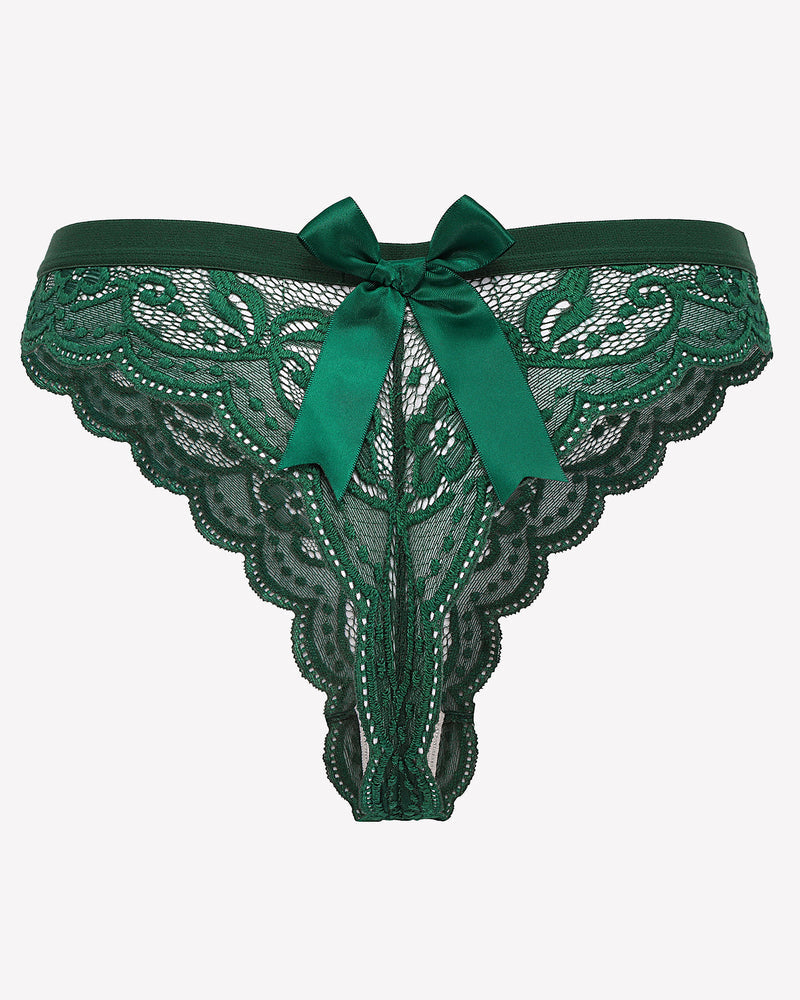 Lace Bow Panties T Back Low Waist Thong