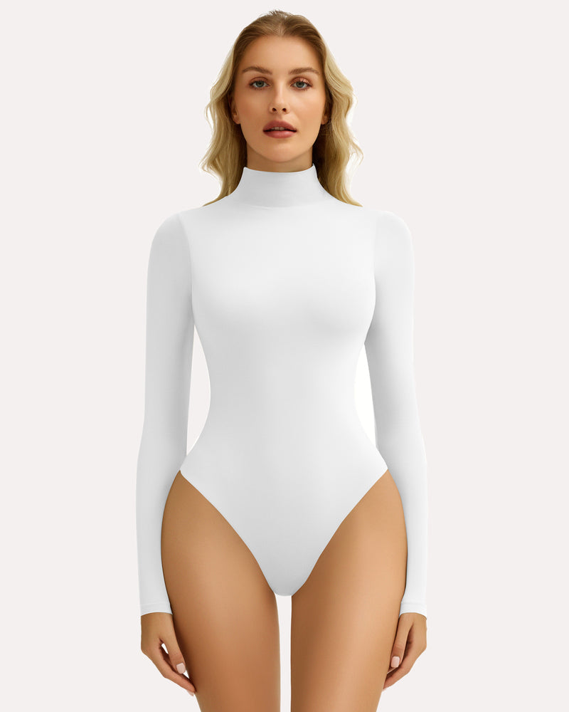 High Neck Snap Closure Soft Bodysuit Shapewear