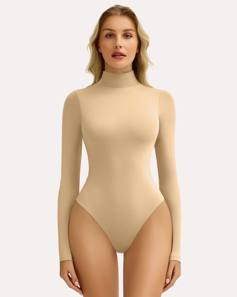 High Neck Snap Closure Soft Bodysuit Shapewear