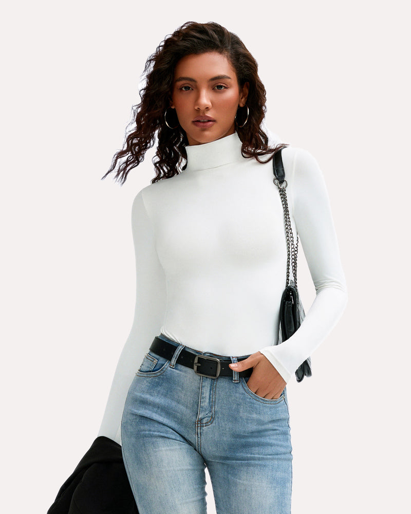 High Neck Snap Closure Soft Bodysuit Shapewear