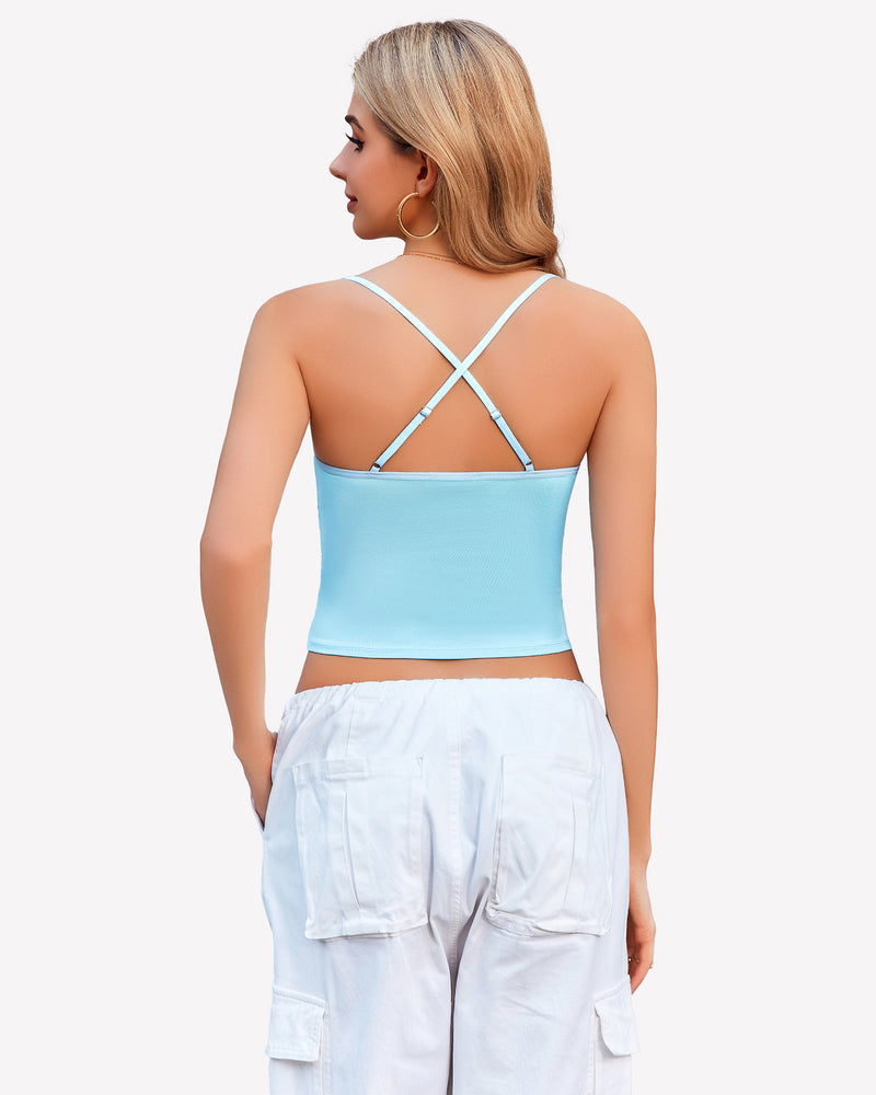 Cowl Neck Tops Mesh Ruched Camisole