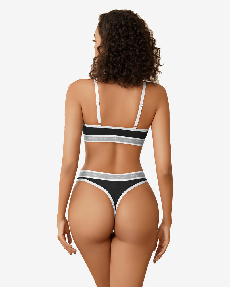 Contrast Bra and Panty Set