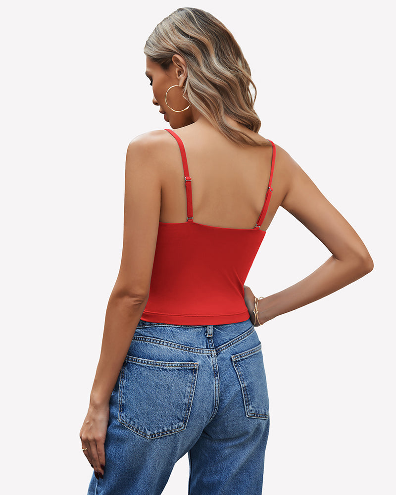 V Neck Spaghetti Strap Y2K Cami Tops