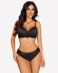 Floral Lace Underwire Bra and Pany Set