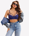 Lace Adjustable Strap Two Layer V Neck  Bra