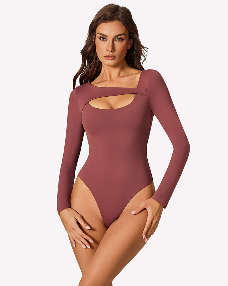Long Sleeve Bodysuit Cutout Shapewear