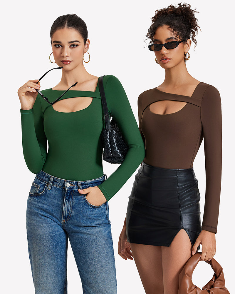Long Sleeve Bodysuit Cutout Shapewear