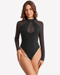 Long Sleeve Bodysuits Mesh Top