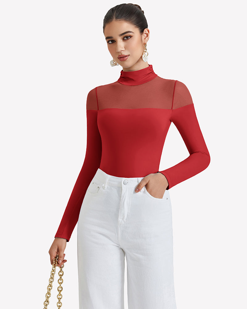 Long Sleeve Turtle Leotard Tops