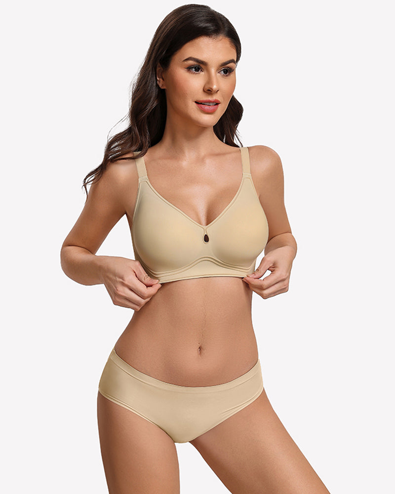 No Underwire Seamless Bralette Cutout Bra with Velvet Trim