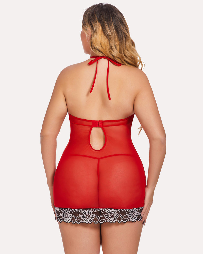 V-Neck Lace Babydoll Lingerie