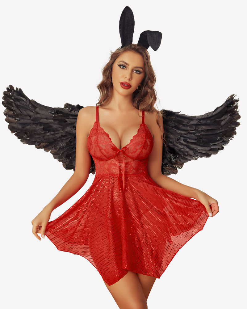Christmas Lingerie Mesh Nightgown