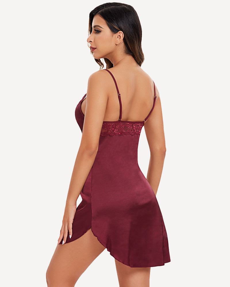 Christmas Satin Lace Full Slip Dress