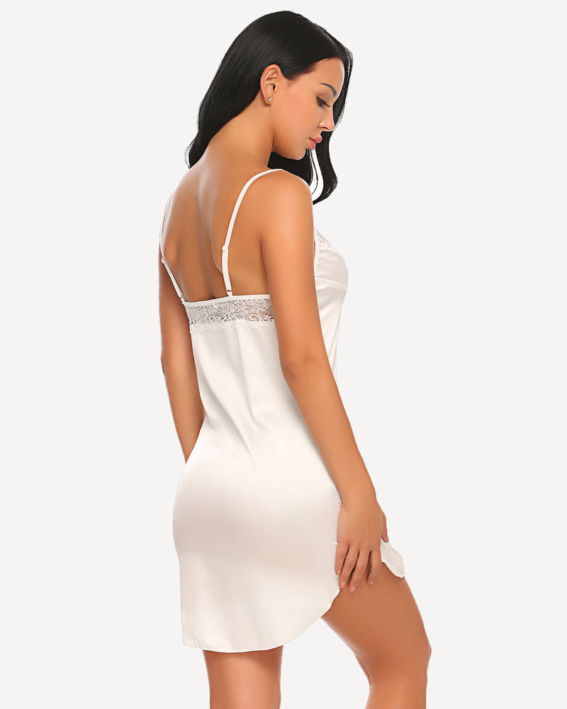 Christmas Satin Lace Full Slip Dress