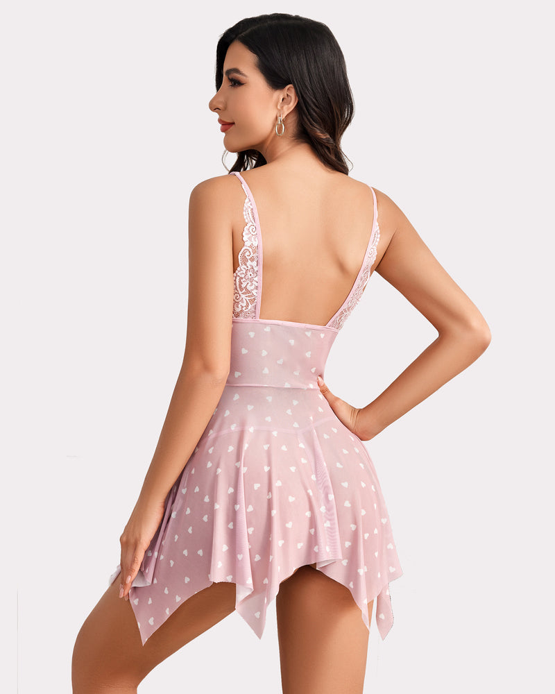 Floral Print Front Closure Babydoll