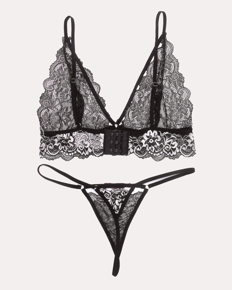 2 Piece Lace V Neck Bra and Panty Sets