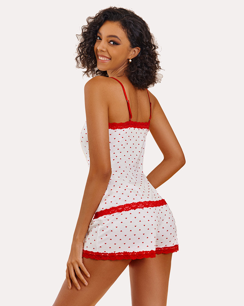 Floral Trim Cami Pajama Set