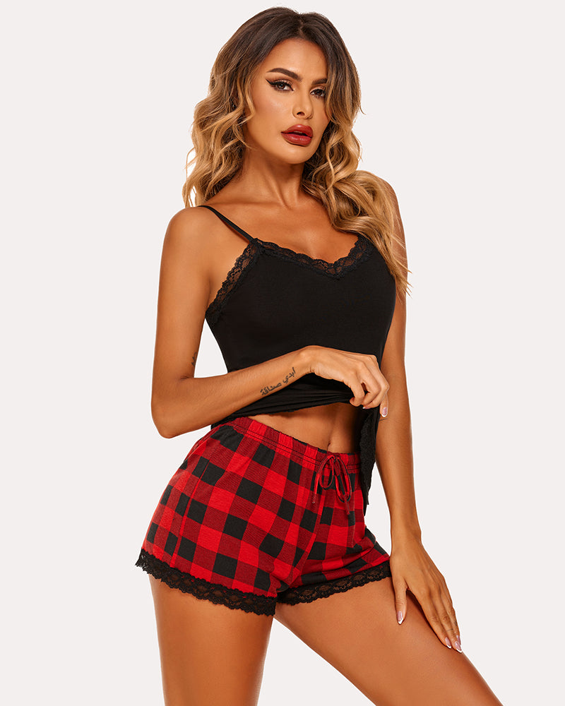 Floral Trim Cami Pajama Set