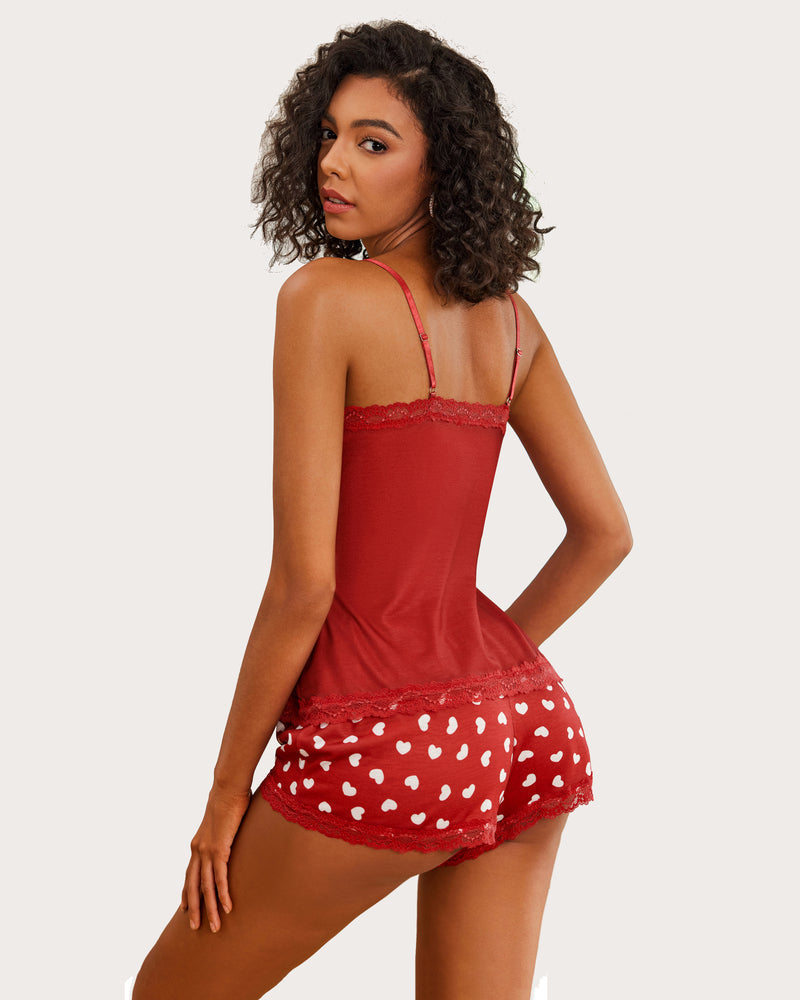 Cami Lace Trim Short PJ Set