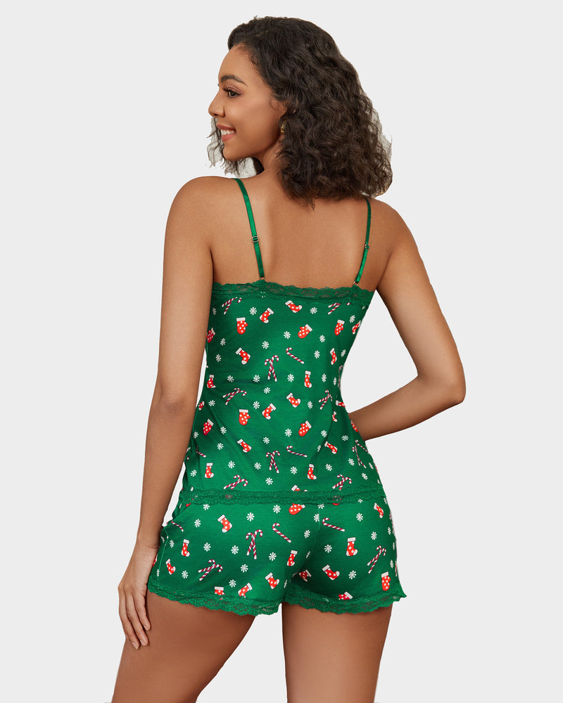 Cami Lace Trim Short PJ Set