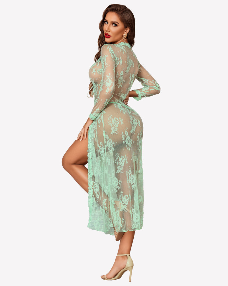 Lace Robe Bridal Sheer Wedding Gown