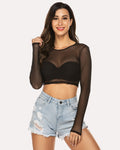 Leopard Print Mesh Crop Top