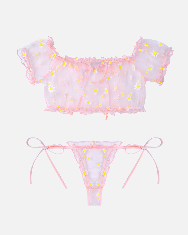 2 Packs Mesh Ruffle Bra and Panty Set