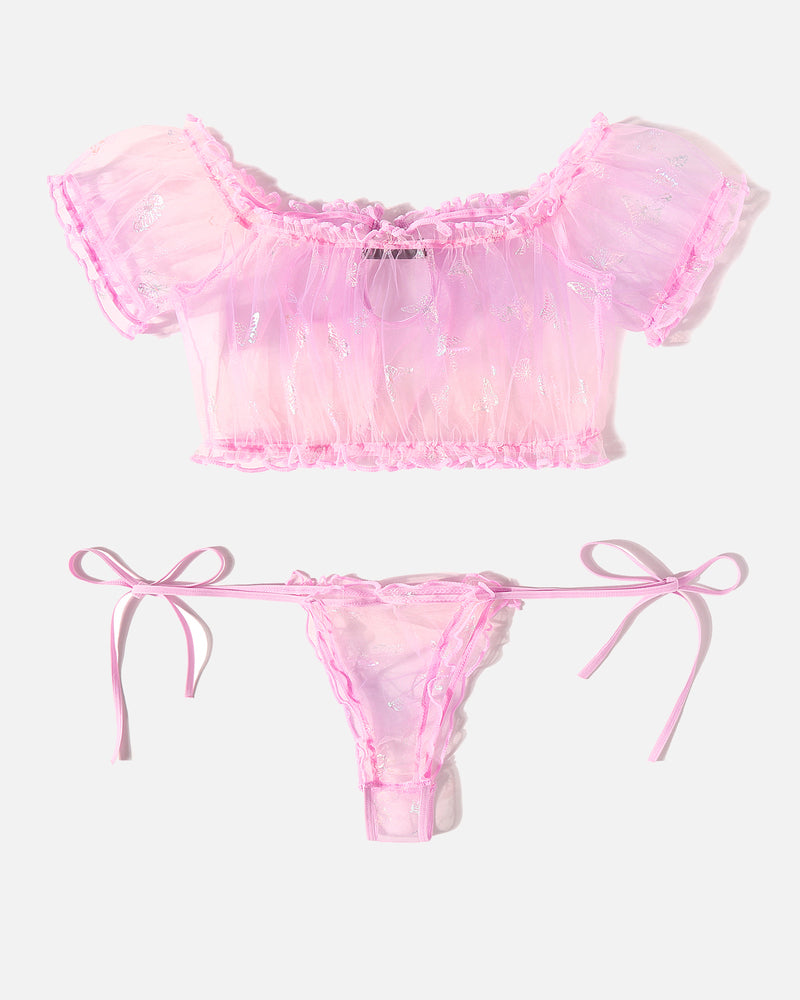 Lace Ruffle Bra and Panty Set