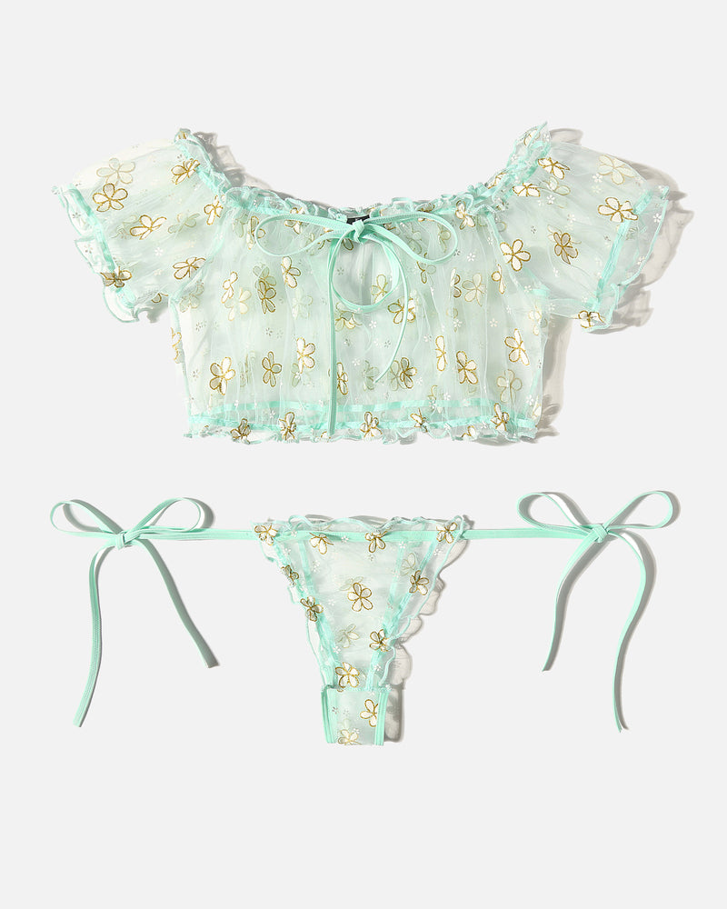 Mesh Bra and Panty Lingerie Set