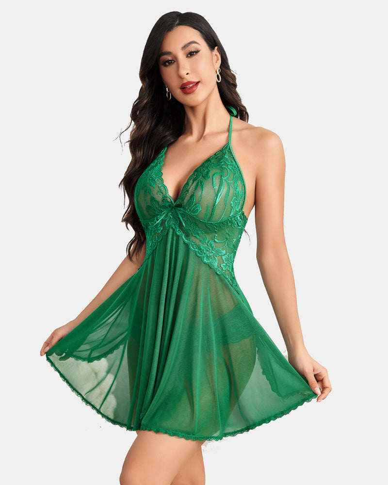 Christmas Halter Lingerie Babydoll