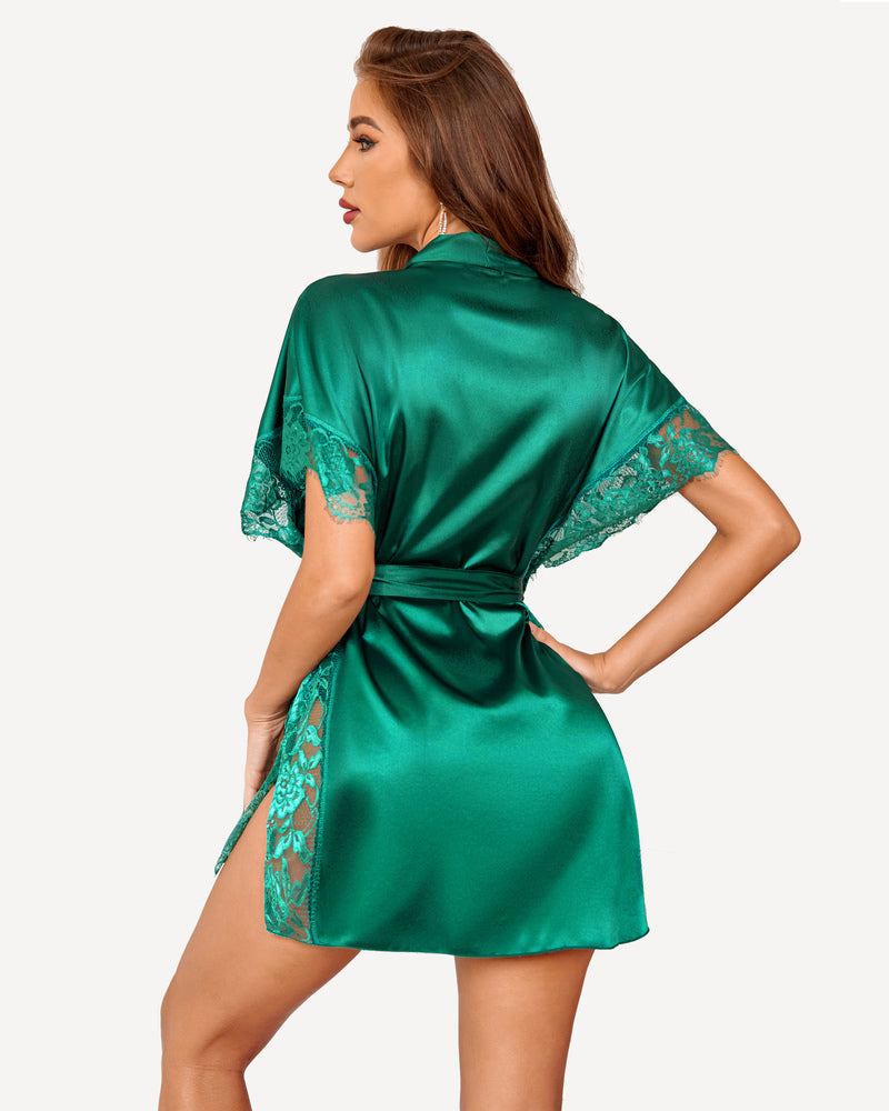 Satin Eyelash Lace Kimono