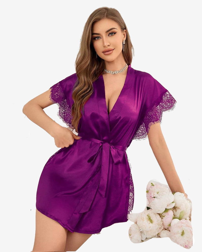 Satin Eyelash Lace Kimono
