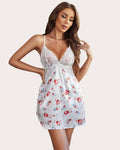 Lace Silk Side Slit Mini Nightdress