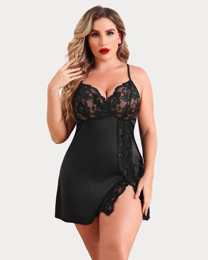 Plus Size Christmas Satin Nightgown
