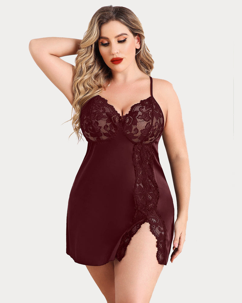 Plus Size Christmas Satin Nightgown