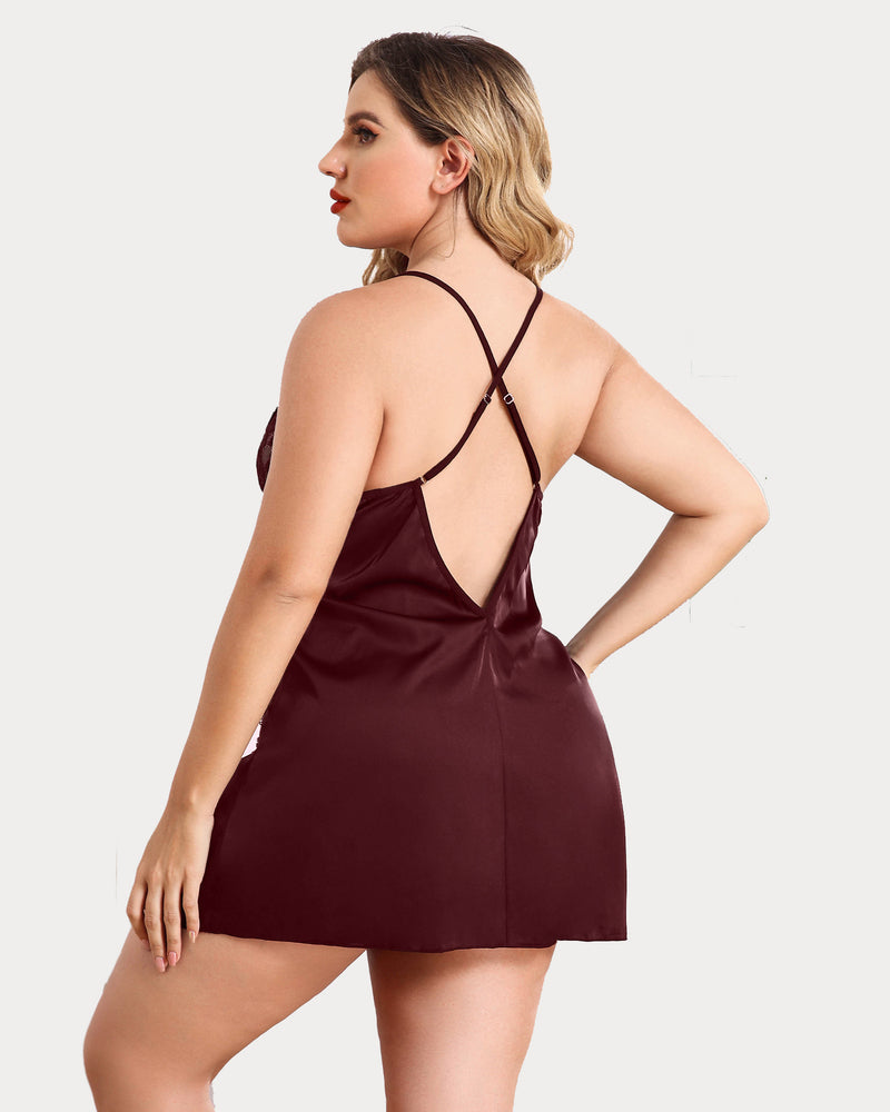 Plus Size Christmas Satin Nightgown