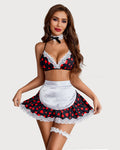 Maid Heart Print Cosplay Skirt Set