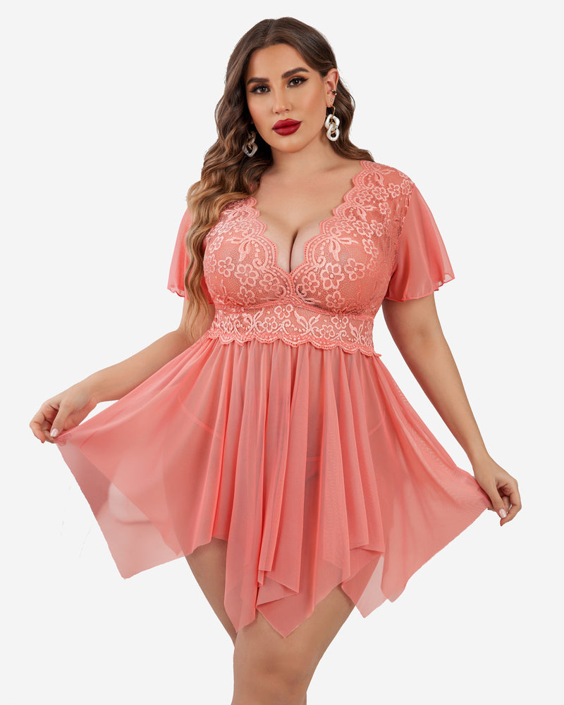 Plus Size Floral Lace Lingerie